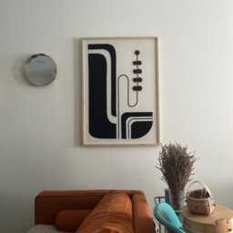 xxl Handwoven Wool Tapestry Soft Neutral Tones, Limba Wood Frame - thumbnail 3