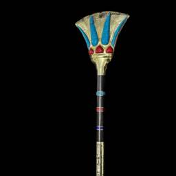 Lotus Flower Was Sceptre Ebony, Brass, Gold Osiris Staff - thumbnail 4