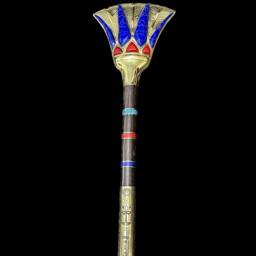 Lotus Flower Was Sceptre Ebony, Brass, Gold Osiris Staff - thumbnail 3