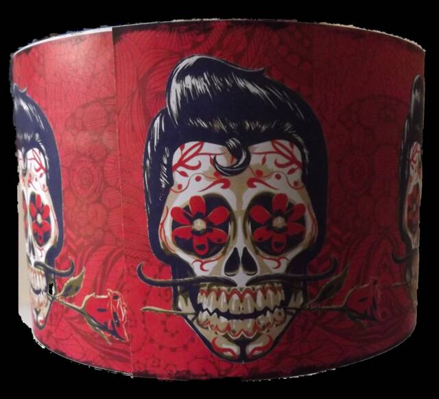 Mexican Day Of The Dead Lampshade, Lamp Shade, Shabby Chic, Gothic Skull, Free Gift - image 1