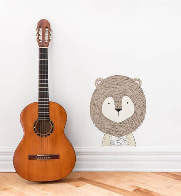 Grizzly Bear Face Wall Sticker Decal - Kids Stickers, Animals Childrens Decals, Art, Room, Girl, Boy