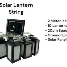 Black Lantern Solar 10 Led Lights Hanging Light Warm White Eco Garden Decor - thumbnail 2