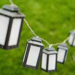 Black Lantern Solar 10 Led Lights Hanging Light Warm White Eco Garden Decor - thumbnail 3