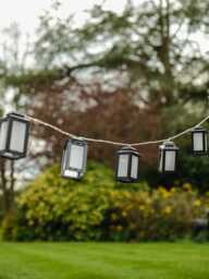 Black Lantern Solar 10 Led Lights Hanging Light Warm White Eco Garden Decor