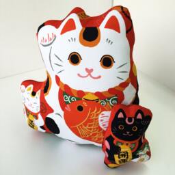 Cat Pillow Stuffe, Boys Bedding Pillow, Boy Animal Decoration Japanese Cat Tenugui Cotton - thumbnail 3