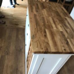 Handmade Oak Kitchen Island With Wine Rack, Custom Color - thumbnail 4