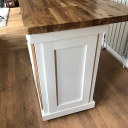 Handmade Oak Kitchen Island With Wine Rack, Custom Color - thumbnail 3