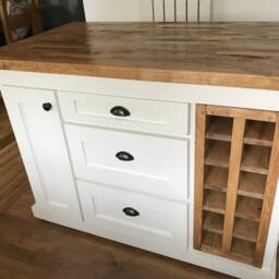 Handmade Oak Kitchen Island With Wine Rack, Custom Color - thumbnail 2