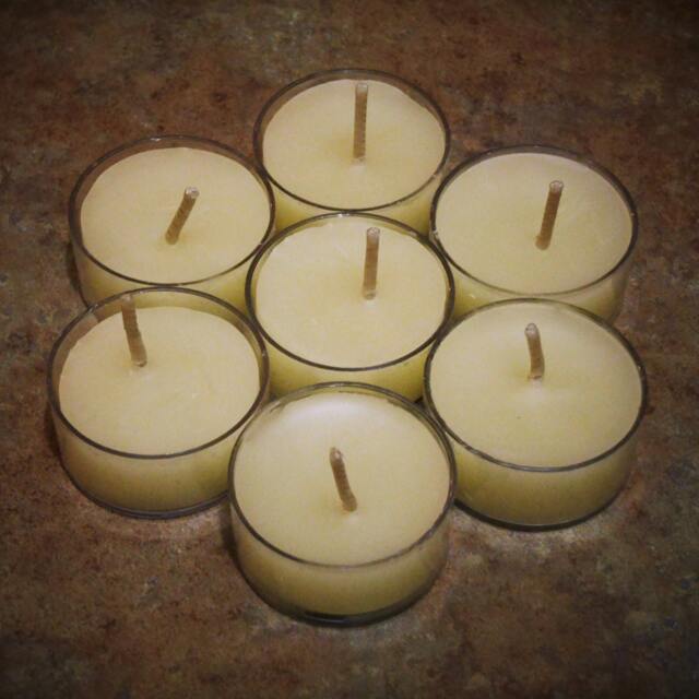 Ivory Beeswax Tea Light Candles Hand Poured, 4.5 Hour Burn - image 1