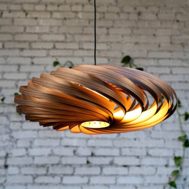 xxl Handcrafted Pendant Lamp Made Of Walnut Wood. Sustainable Home Decor, Environmentally Conscious Design & Indirect Lighting - image 1