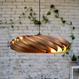 xxl Handcrafted Pendant Lamp Made Of Walnut Wood. Sustainable Home Decor, Environmentally Conscious Design & Indirect Lighting - thumbnail 3