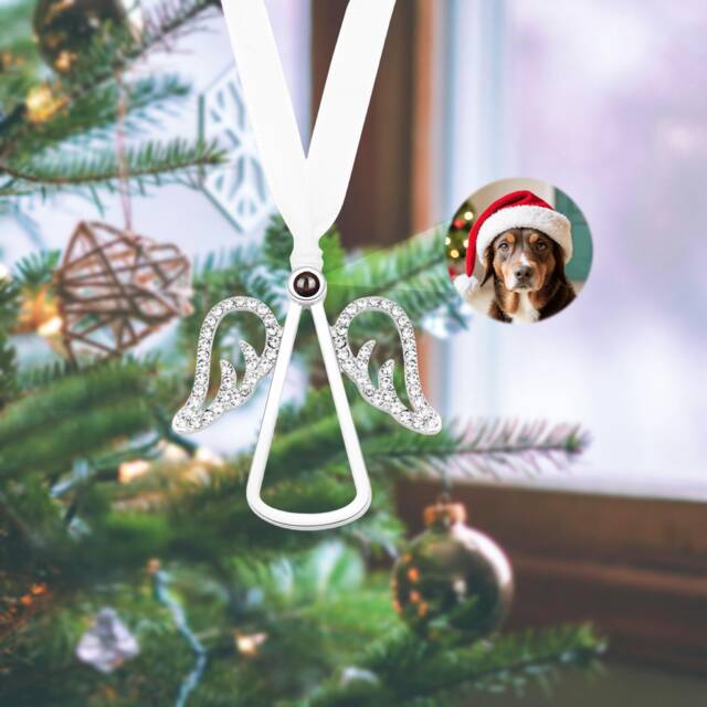 Memorial Photo Projection Ornaments, Christmas Ornament, Custom Angel Wings Christmas Bauble, Keepsake, Decoration - image 1