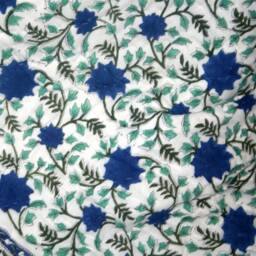 Hand Block Printed Cotton Kantha Quilt Floral Bedspread Throw Print Quilt - thumbnail 2
