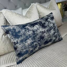 "Cushion Cover - Navy Gold Shim Pillow Luxury Curicoin Ink Ashley Wilde Worldwide Shipping Size 12"" X 20"