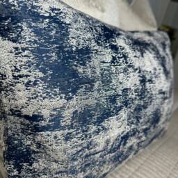 "Cushion Cover - Navy Gold Shim Pillow Luxury Curicoin Ink Ashley Wilde Worldwide Shipping Size 12"" X 20" - thumbnail 2
