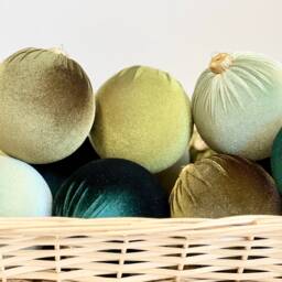 Green Velvet Christmas Balls Handmade Holiday Ornaments, Set Of 12 - thumbnail 2