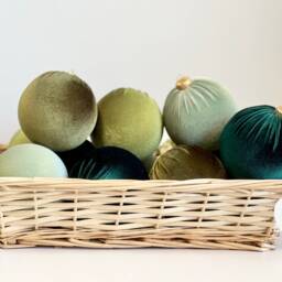 Green Velvet Christmas Balls Handmade Holiday Ornaments, Set Of 12 - thumbnail 3