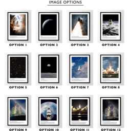 Space Poster Print Art Home Wall Decor Monochrome Contemporary Modern Apollo Moonwalk Earthrise Rockets Blast Off Black & White 12 Options - thumbnail 2