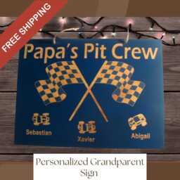 Personalized Grandparent Pit Crew Wooden Sign Custom Made with Grandkids Names Family Wall Art A Great Gift For - thumbnail 1