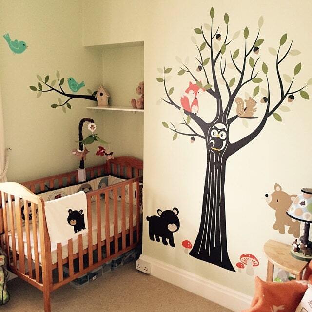 Woodland Nursery, Wall Decals Tree Decal, Nursery Decor, Owl Baby Stickers - image 1