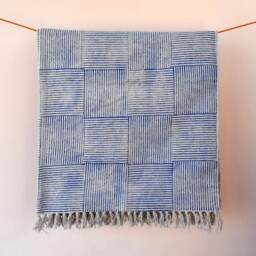 Bohemian Block Printed Cotton Rug, 6x9 Ft, Handmade Indian Rug - thumbnail 4