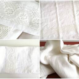 Antique Linen Pillowcase Hand Crochet Bobbin Lace, Farmhouse Bedding - thumbnail 4
