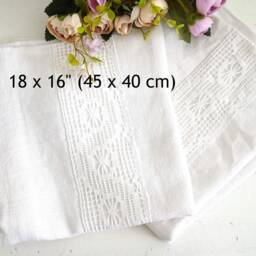 Antique Linen Pillowcase Hand Crochet Bobbin Lace, Farmhouse Bedding - thumbnail 2