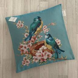 Vintage Style Tapestry Cushion Cover Birds & Nest, 17 - thumbnail 1
