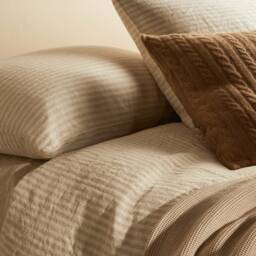 Stonewashed Striped Natural Linens Set Pillowcases Sheet Bedding Home Design Living Duvet Covers - thumbnail 2