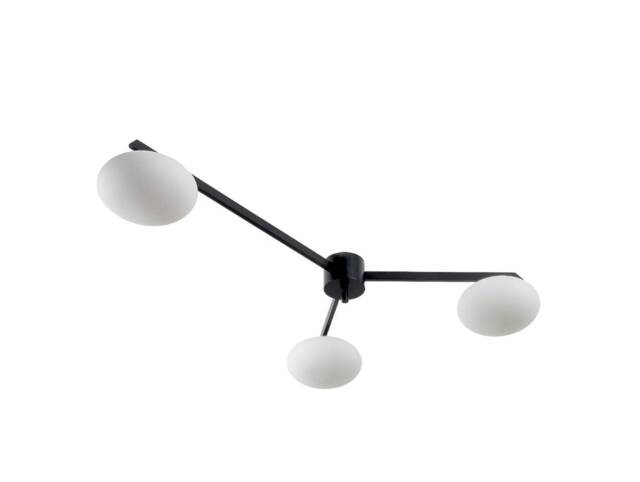 Mid Century Vintage Lelli Style Italian Brass & White Opal Ceiling Light Flush Mount Lamp Pendant Dining Entrance Bedroom 3 Light - image 1