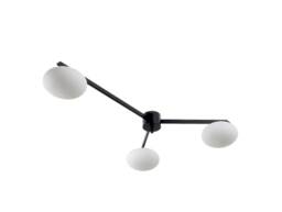 Mid Century Vintage Lelli Style Italian Brass & White Opal Ceiling Light Flush Mount Lamp Pendant Dining Entrance Bedroom 3 Light - thumbnail 1
