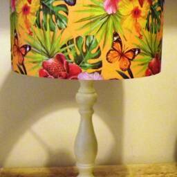 Tropical Lampshade, Yellow, Shabby Chic, Butterflies Floral , Palm Leaves Fatta Da Mamma Free Gift - thumbnail 2