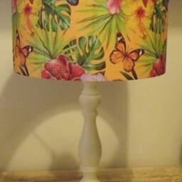 Tropical Lampshade, Yellow, Shabby Chic, Butterflies Floral , Palm Leaves Fatta Da Mamma Free Gift - thumbnail 3