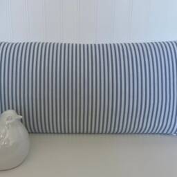 Ticking Stripe Pillow Cover - Taupe Gray, Sage Designer Cotton - thumbnail 2