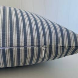 Ticking Stripe Pillow Cover - Taupe Gray, Sage Designer Cotton - thumbnail 3