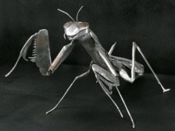 Handmade Metal Praying Mantis Sculpture - thumbnail 1