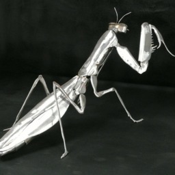 Handmade Metal Praying Mantis Sculpture - thumbnail 2