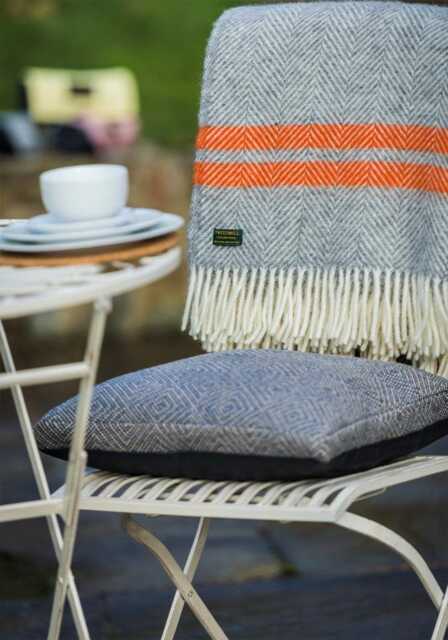 Throw Fishbone Stripe Grey & Pumpkin - image 1