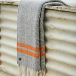 Throw Fishbone Stripe Grey & Pumpkin - thumbnail 2