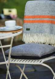 Throw Fishbone Stripe Grey & Pumpkin - thumbnail 1
