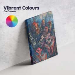 Colourful Futuristic Metropolis Skyline Aerial Cityscape Canvas Wall Art Print Decor Picture Ready To Hang - thumbnail 4