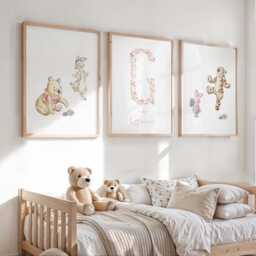 Winnie The Pooh Nursery Prints Set Of 3 Personalized Baby Posters - thumbnail 1
