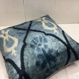 Ikat Silk Pillow Cover - 16x16, Handwoven Turkish Cushion - thumbnail 4