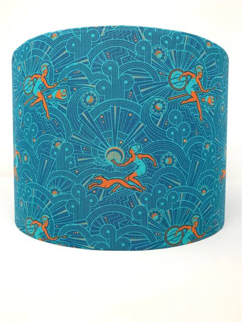 Art Deco Lampshade Turquoise Mythical Dog Light Shade - image 1