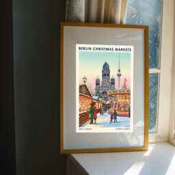 Berlin Christmas Markets Poster - Snowman Winter Wall Art Vintage Festive Holiday Print - thumbnail 3