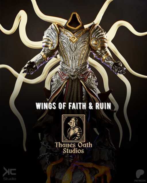 Wings Of Faith & Ruin - Angel Warrior Dark Fantasy Divine Gothic Armour Resin Figure 16K - image 1