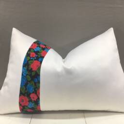Floral Ikat Accent Pillow Cover Hand-Dyed Silk Replica - 16x24 - thumbnail 2