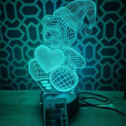 Personalised 3D Bedtime Bear - Led Baby Shower Children's Night Light Illusion Lamp Bedroom Mood Lighting Your Own Choice Of Text - thumbnail 4
