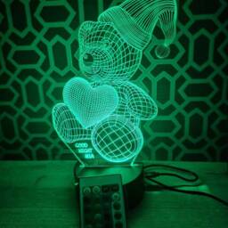 Personalised 3D Bedtime Bear - Led Baby Shower Children's Night Light Illusion Lamp Bedroom Mood Lighting Your Own Choice Of Text - thumbnail 3