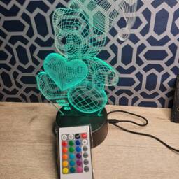 Personalised 3D Bedtime Bear - Led Baby Shower Children's Night Light Illusion Lamp Bedroom Mood Lighting Your Own Choice Of Text - thumbnail 2
